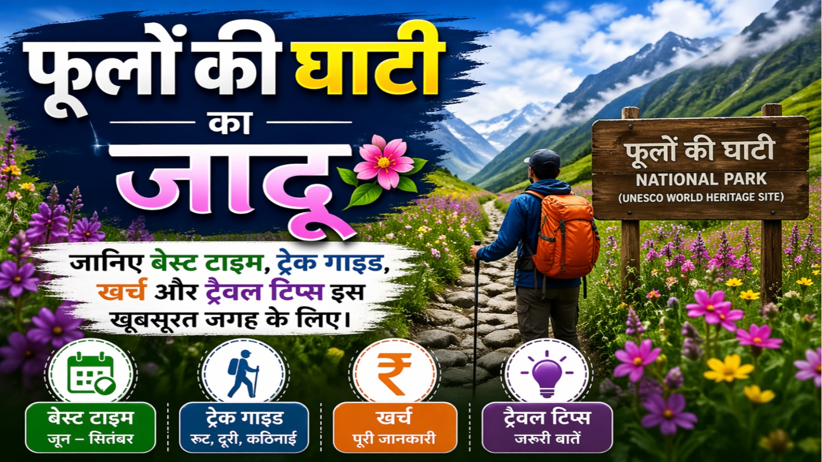 फूलों की घाटी का जादू, जानिए बेस्ट टाइम, ट्रेक गाइड, खर्च और ट्रैवल टिप्स इस खूबसूरत जगह के लिए।