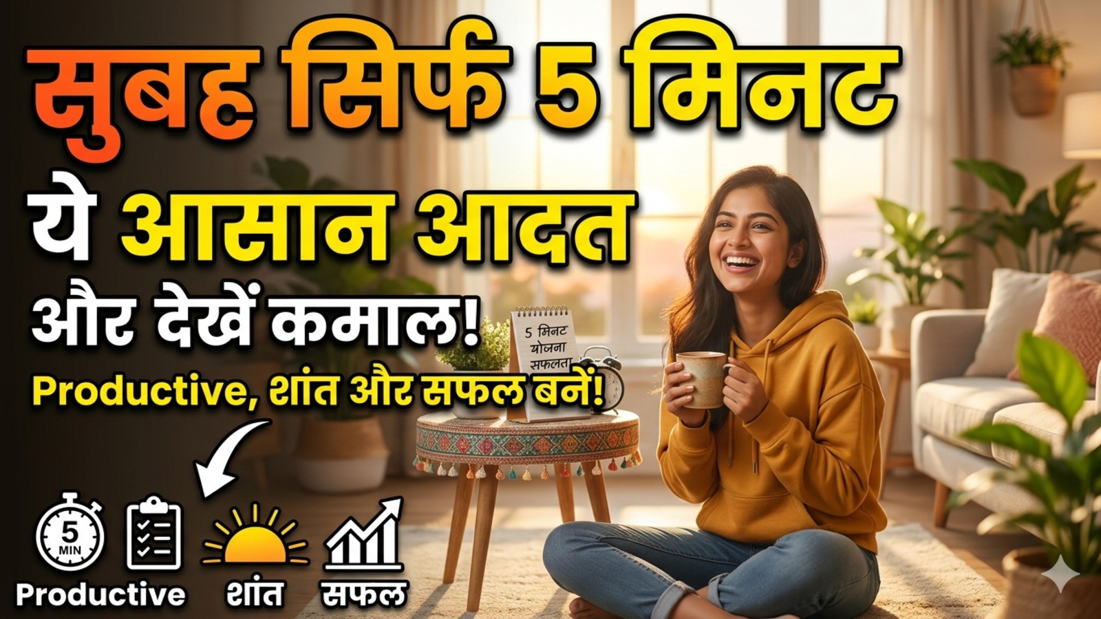 सुबह सिर्फ 5 मिनट की ये आसान आदत अपनाएं और देखें कैसे आपका दिन ज्यादा productive और सफल बनता है।